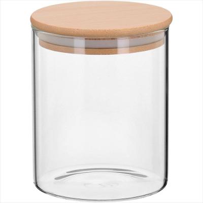 Pote 12X10X10 cm 770ml Borosilicato Transparente Com Tampa Bambu Table - GS