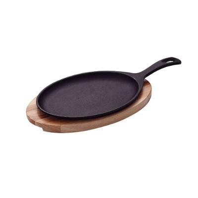 Tábua Churrasco Tramontina Mix Gril Oval Ferro Fundido Base em Madeira 30,5x18,5cm