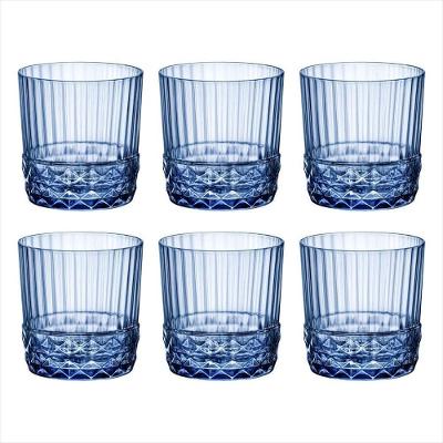 Jogo 6 Copos Baixos 380Ml America'20S Azul 8,8Xh9,2 Bormiolli Rocco