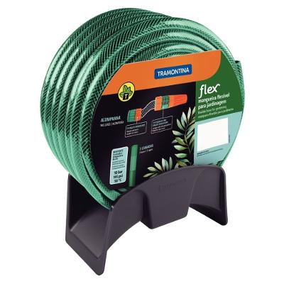 Mangueira Flex Tramontina Verde Engate Rosqueado Esguicho Suporte mural 15m
