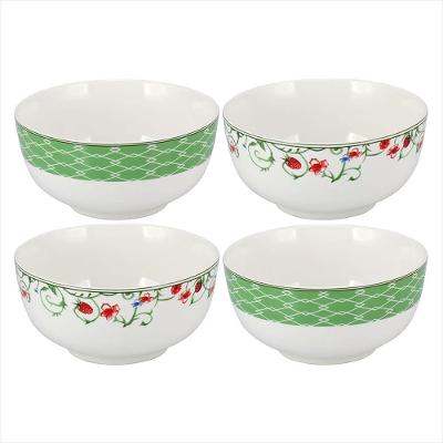 Tigela 4 Peças Verde 500ml Home&Co Delicata Bonechina 7x14x14cm
