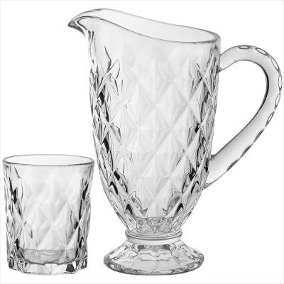Jogo Jarra/Copos Ecológica Cristal 1 Litro/275 ml Full Diamond 23x20x12 cm 7 Peças