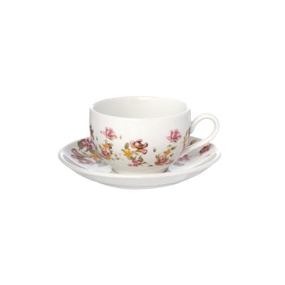 Xícara para Chá com Pires de Porcelana Le Jardin 160 ml 6 Peças Hauskraft
