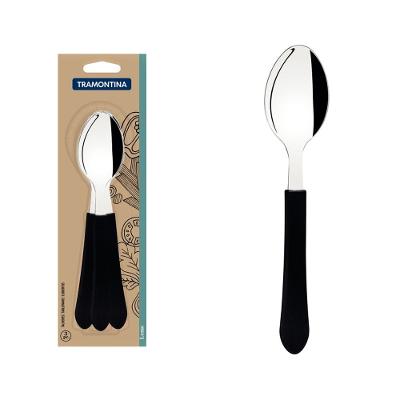 Conjunto Colher Mesa Inox 3 Peças Leme Preto Tramontina