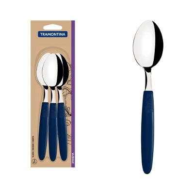 Conjunto Colher Mesa Inox 3 Peças Ipanema Azul  Tramontina