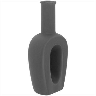 Garrafa Decorativa 25x11x6cm Cerâmica Cinza Bella - NH