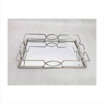 Bandeja Espelhada Prata Retangular Adely