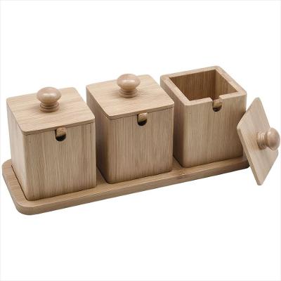 Jogo 3 Porta Condimentos Bambu 9 x 25.3 x 10.7 cm