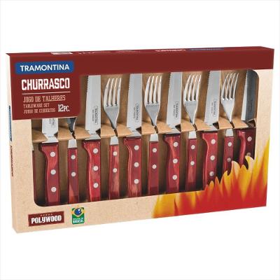 Jogo para Churrasco com Garfo e Faca Inox 12 Unidades Polywood Tramontina