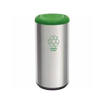 Lixeira Inox com Verde Cápsula Selecta Plus Basculante 40 L