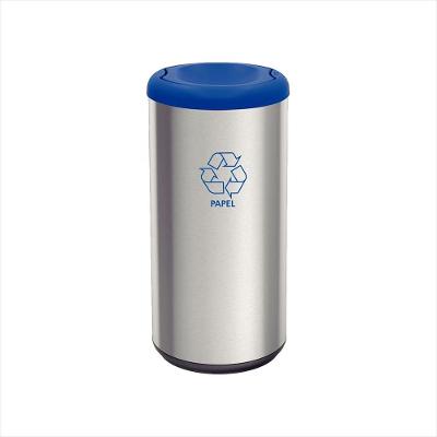 Lixeira Inox com Azul Cápsula Selecta Plus Basculante 40 L Tramontina
