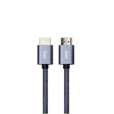 Cabo Hdmi Nylon Trançado Banhado Ouro 3 Metros Oex Ce501 Prata