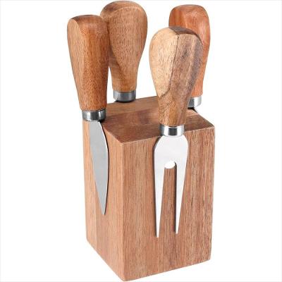 Jogo Facas Queijo Inox Natural 5 Peças Com Cepo Cheesy - GS
