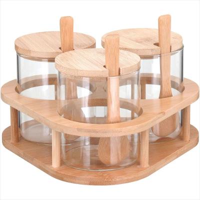 Porta Condimento 11X20X20 cm Borosilicato Transparente 3 Peças Com Suporte Table - GS