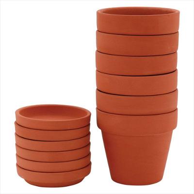 Cachepô 8x8x8 cm Terracota Natural 6 Peças Com Prato Clay - GS