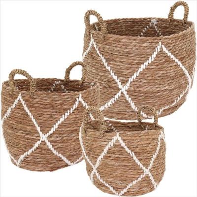Cesta Fibra Natural 3 Peças 28x34x34cm GS
