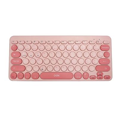 Teclado Multimídia Retrô Conexão Bluetooth Abnt2 Rosa OEX