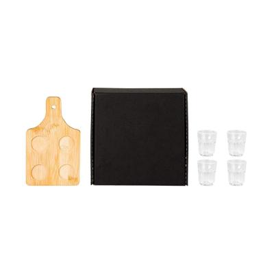 Conjunto Em Bambu Com 4 Copos Para Dose - 5 Peças