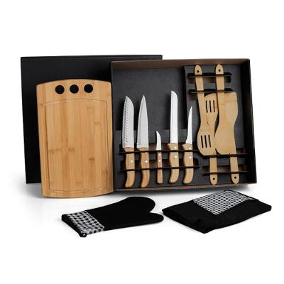 Kit Gourmet Com Tábua Facas Colheres - 12 Peças