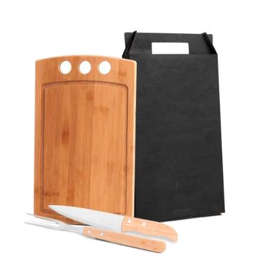 Conjunto Para Churrasco Em Bambu - Madeira - Inox - 3 Peças