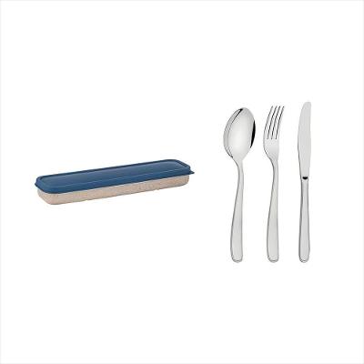 Conjunto Talheres Aço Inox Com Estojo Tampa Azul Tramontina
