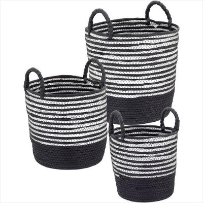 Cesta Fibra Preto 3 Peças Sawalli
