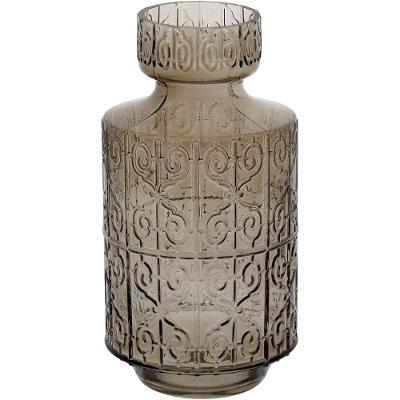 Vaso  Vidro Cinza 31x16x16Cm Gs