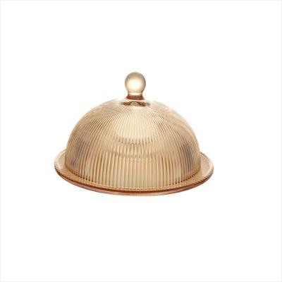 Queijeira de Vidro Graffiato Ambar 20 cm