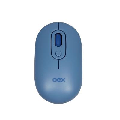 Mouse Optico Retro Wireless E Bluetooth Azul Ms604 OEX