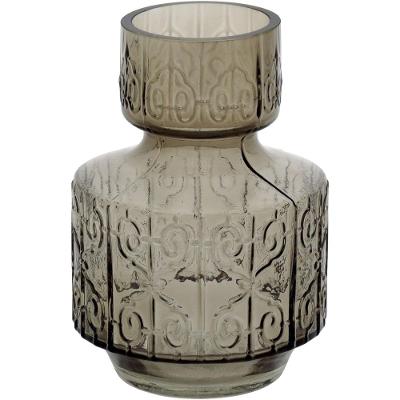 Vaso  Vidro Cinza 21x16x16Cm Gs