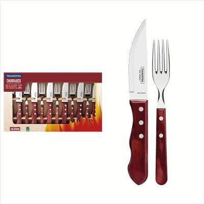 Jogo de Talheres Churrasco Jumbo Tramontina Inox Vermelho Polywood 12 Peças