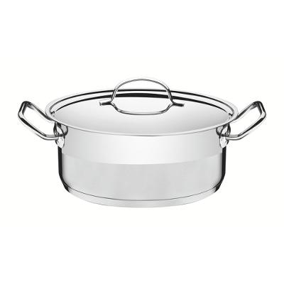 Caçarola Tramontina Professional Rasa Inox e Tampa Plana Detalhe Satinado 24cm 4,7L