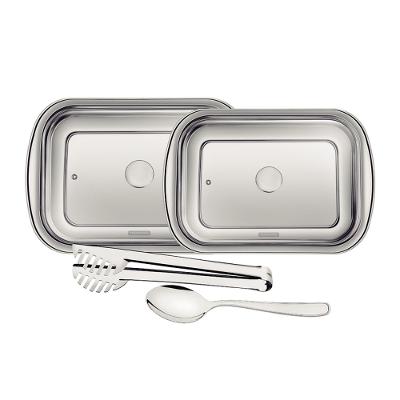 Kit para Assar e Servir Tramontina Cosmos Inox Tampa de Vidro 4 Peças