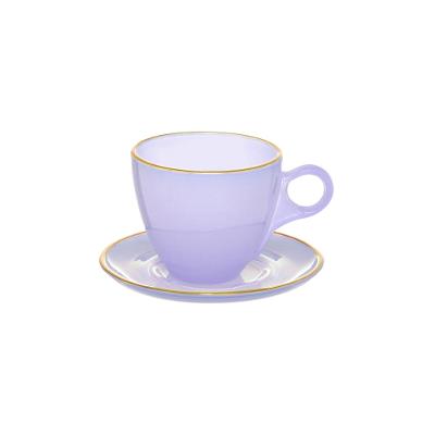 Xícara Chá Matte Hauskraft Lilás com Borda Dourada 170 ml 4 Peças