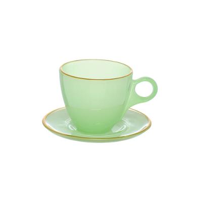 Xícara Chá Matte Hauskraft Verde Borda Dourada 170 ml 4 Peças
