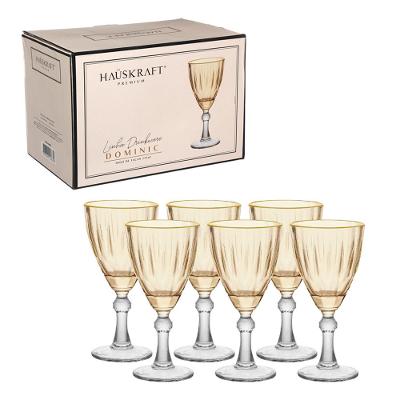 Taça Água e Vinho Dominic Hauskraft Âmbar Borda Dourada 275 ml 6 Peças