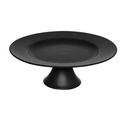 Prato Porcelana com Pé Manhattan Hauskraft Preto 30 cm