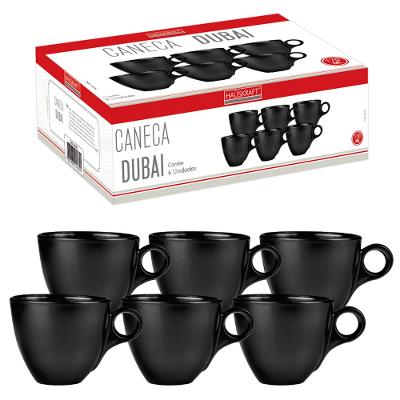 Caneca Vidro Dubai Hauskraft Preta 170 ml 6 Peças