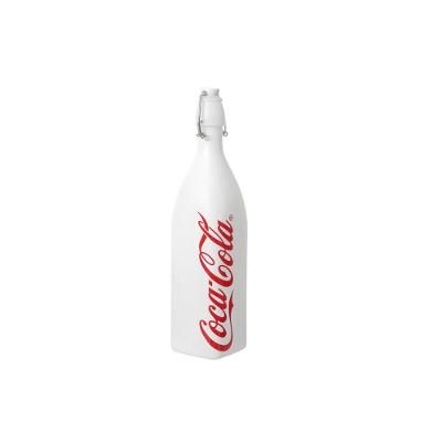 Garrafa Quadrada Hermética de Vidro Coca-Colca Branca 1 L