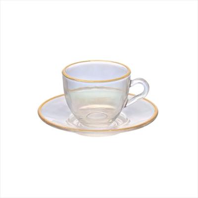Xicara Café Menfis Rainbow com Borda Dourada 85Ml 4 Peças