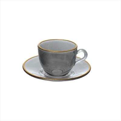 Xicara Café Menfis Preto com Borda Dourada 85Ml 4 Peças