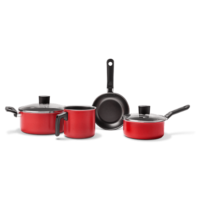 Conjunto de Panelas Brinox 7001/107 Garlic Vermelho 4 Peças Alumínio