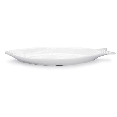 Travessa Peixe Texture Branco 59,5x28,5x5,5cm Haus Concept