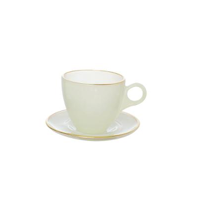Xícara Chá Matte Hauskraft Branco Borda Dourada 170 ml 4 Peças