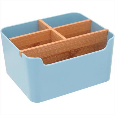 Porta Talheres Com 5 Divisões Plástico Azul Anetto 10x18x15cm