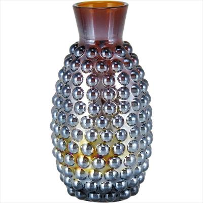 Vaso Lustrado Vidro Marrom Marou 14 x 8 x 8cm
