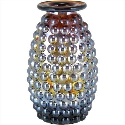 Vaso Lustrado Vidro Marrom Marou 12 x 8 x 8cm
