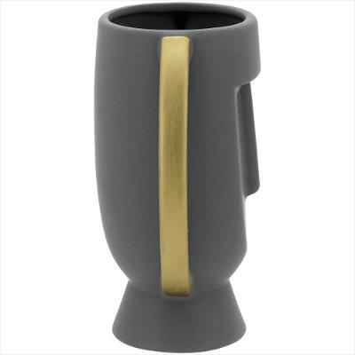 Vaso 21x17x11cm Cerâmica Cinza Pasco - NH