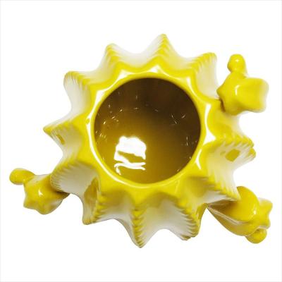 Vaso 22x19x19cm Cerâmica Amarelo Cactus - NH