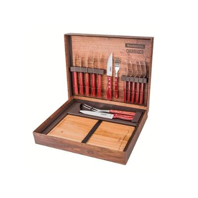 Kit para Churrasco Tramontina Cabos Madeira Polywood Vermelho com Caixa 15 Peças